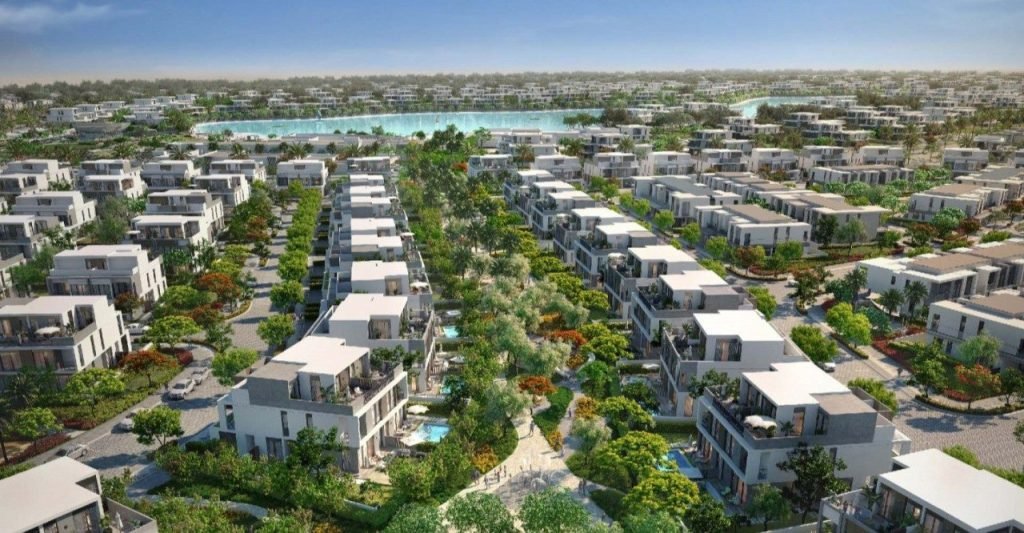 This is the picture of townhouses in Dubai with shared walls & enclosed community
